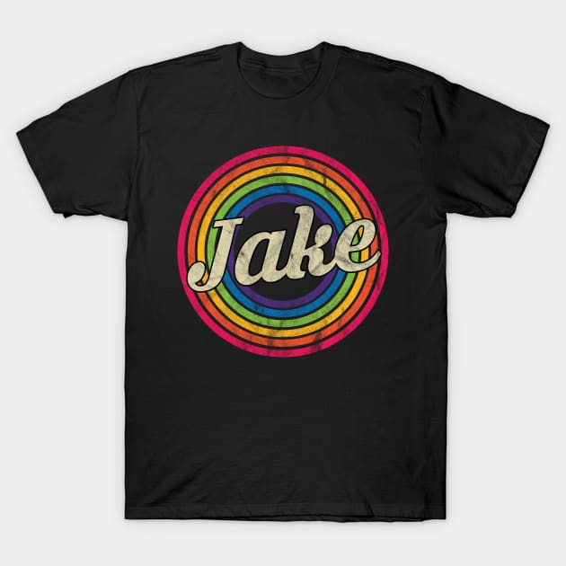 Jake - Retro Rainbow Faded-Style T-Shirt by MaydenArt